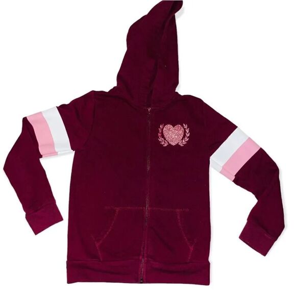 Children’s Place Burgundy Zip-up Hooded Jacket Size M 7-8‎ - Picture 1 of 7